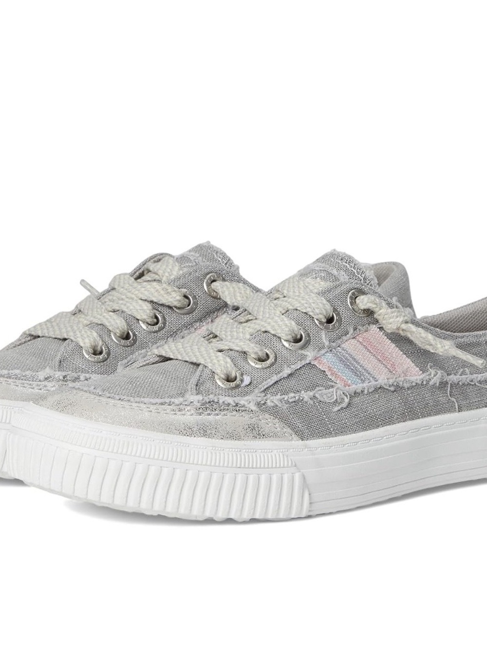 Blowfish Gray Canvas Low-Top Sneakers with Pink Accent